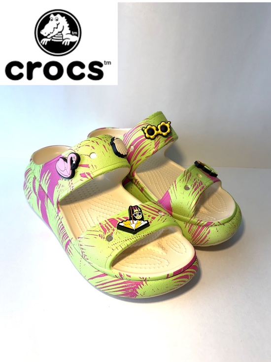 CROCS Shoes - CROCS - 7 Classic Spring Break Crush Platform Lime Slip On Sandals